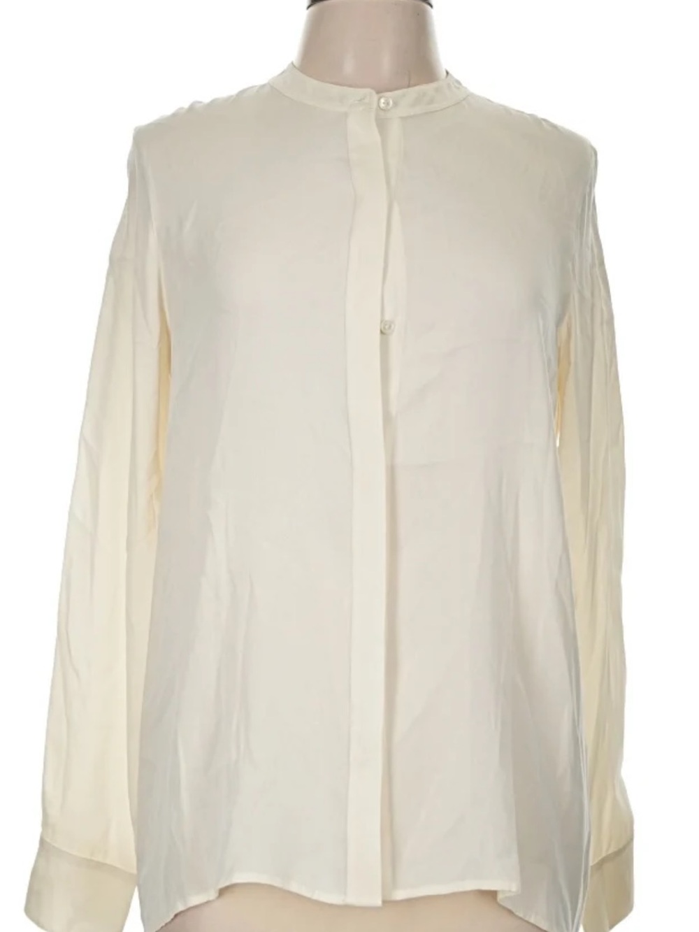 Vince Silk back slit Band-Collar Blouse in ivory 8